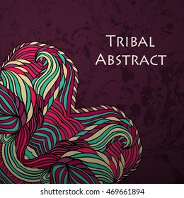 Vector Tribal Abstract background. Banner with text.