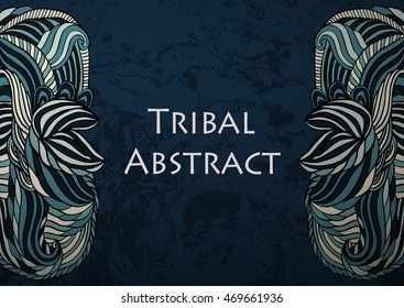 Vector Tribal Abstract background. Banner with text.