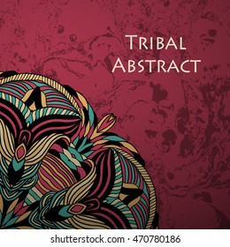 Vector Tribal Abstract background. Banner with text.