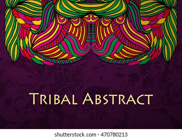 Vector Tribal Abstract background. Banner with text.