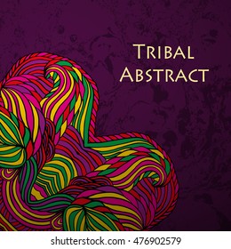 Vector Tribal Abstract background. Banner with text.