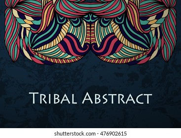 Vector Tribal Abstract background. Banner with text.