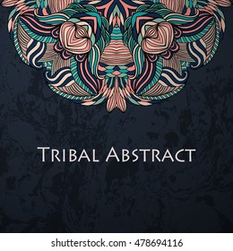 Vector Tribal Abstract background. Banner with text.