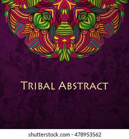 Vector Tribal Abstract background. Banner with text.