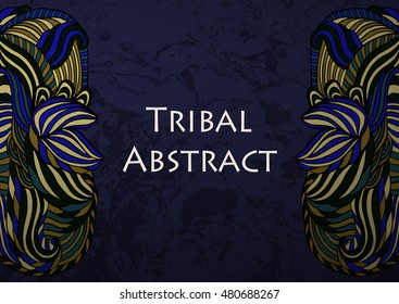 Vector Tribal Abstract background. Banner with text.