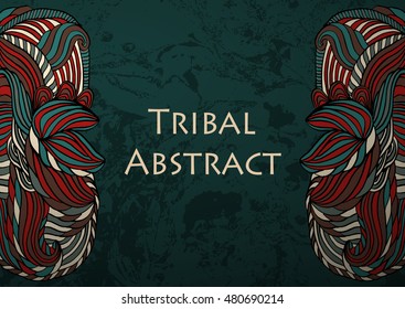 Vector Tribal Abstract background. Banner with text.