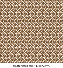 Vector tribal arrow style grunge seamless pattern background. Painterly woven chevrons brown and white texture backdrop. Dense wicker weave effect all over print for fabric, packaging