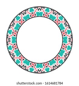 Vector tribal asian geometric frame. Arabic circular decorative ornament isolated on white