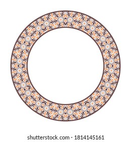 Vector tribal asian geometric frame. Arabic circular decorative ornament isolated on white