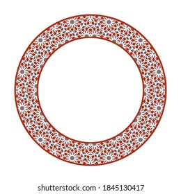 Vector tribal asian geometric frame. Arabic circular decorative ornament isolated on white