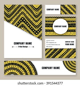Vector tribal aztec banners. Ethnic tribal borders. Tribal cards isolated. Boho folk navajo frames. Tribal design. Geometric tribal background