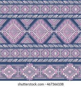 Vector Tribal Aztec Mexican seamless pattern. Indian ethnic  style ornament can be used for textile, t-shirt print, greeting card. 
