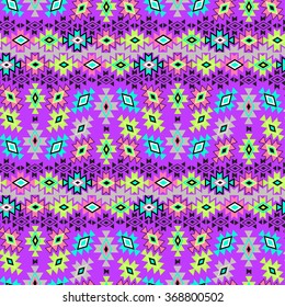 vector tribal aztec seamlesss patterns. neon colors, geometric zigzag ethnic elements, beautiful borders and symmetry. for fashion, stationery, interior, wrapping. 
