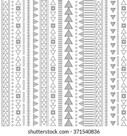 Vector tribal black and white seamless pattern. Boho stripes background.
