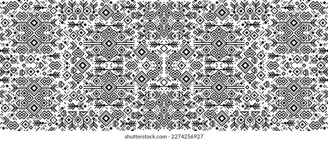 Vector tribal cover background, decorative aztec seamless, geometric ethnic backdrop. Black and white art decoration illustration