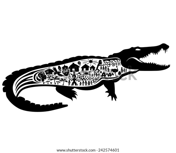 Image Vectorielle De Stock De Vector Tribal Crocodile Alligator Caiman Illustration 242574601