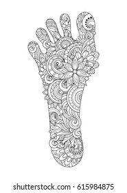Vector Tribal Decorative Foot. Object Isolated On White Background. Patterned design