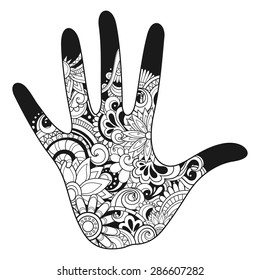 Vector Tribal Decorative Hand (Partially ?olored). Patterned design