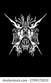 Diseño tribal de Vector con intrincado arte de línea simétrica, gráficos modernos de estilo tatuaje perfectos para logotipos, calcomanías, prendas de vestir y obras de arte digitales.