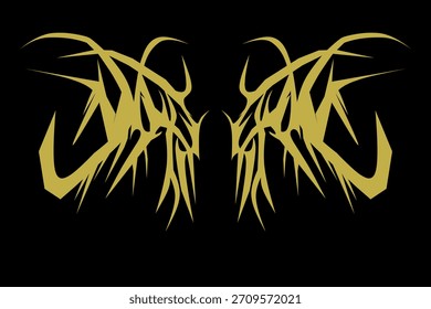Diseño tribal de Vector con intrincado arte de línea simétrica, gráficos modernos de estilo tatuaje perfectos para logotipos, calcomanías, prendas de vestir y obras de arte digitales.