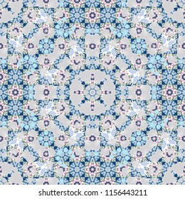 Vector tribal design in gray, black and white colors. For textile, wallpaper, wrapping paper. Ethnic theme. Hand drawn seamless pattern. Zigzag and stripe line, rhombus and tiles.