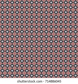 Vector tribal design in violet, red and gray colors. Ethnic theme. For textile, wallpaper, wrapping paper. Zigzag and stripe line, rhombus and tiles. Hand drawn seamless pattern.
