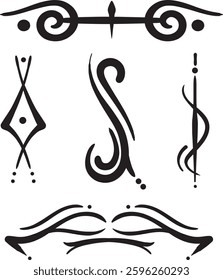  Vector Tribal element design set - symbol design - for template, logo, shapes or tattoo format