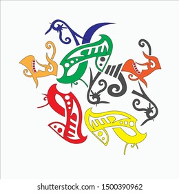 Vector Tribal elements, ethnic collection, dayak borneo style