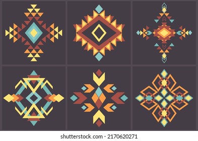 Vector tribal elements, ethnic collection, aztec style, tribal art, colorful tribal design. Perfect for your design, banners, posters, cards.