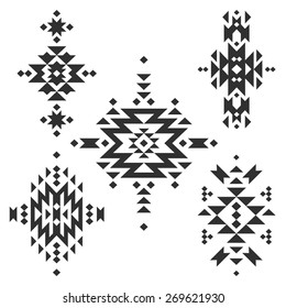 Vector Tribal elements, ethnic collection, aztec stile, tribal art, tribal design  isolated on white background