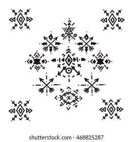 Vector Tribal elements, ethnic collection, aztec style
