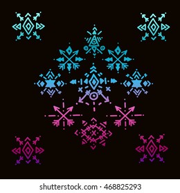 Vector Tribal elements, ethnic collection, aztec style