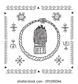Vector tribal elements Indians, Siberia, ethnic design, Aztec style tribal art