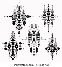 Vector Tribal ethnic ornament. Aztec decor elements . Tribal elements design isolated on a white background. Flat decor elements. Perfect for your design, banners, posters, cards, backgrounds.