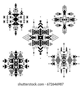 Vector Tribal ethnic ornament. Aztec decor elements . Tribal elements design isolated on a white background. Flat decor elements. Perfect for your design, banners, posters, cards, backgrounds.