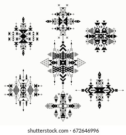 Vector Tribal ethnic ornament. Aztec decor elements . Tribal elements design isolated on a white background. Flat decor elements. Perfect for your design, banners, posters, cards, backgrounds.