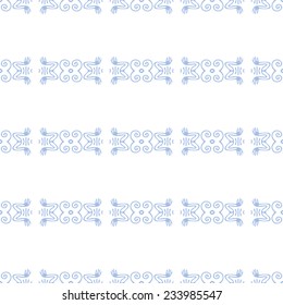 Vector tribal ethnic pattern, blue elements on white background.