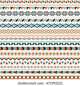 Vector tribal ethnic seamless pattern. Aztec abstract background. Mexican ornament texture. Native american traditional design. Folk geometric print