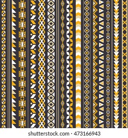 Vector tribal ethnic seamless pattern. Aztec abstract background. Mexican ornament texture. Native american traditional design. Folk geometric print