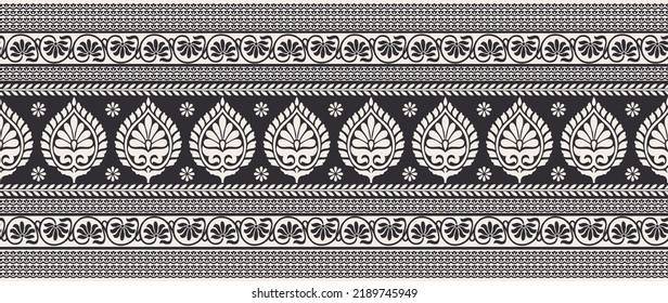 Vector tribal floral border design