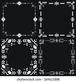 Vector Tribal frames, ethnic border, aztec stile, tribal art, tribal design  isolated on white background
