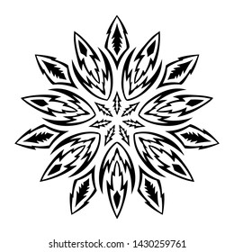 Vector tribal ice snowflake mandala design motif