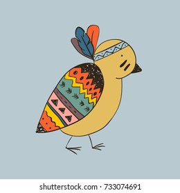 Vector tribal illustration of bird with arrows