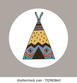 Vector tribal illustration of boho wigwam