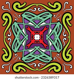 Vector Tribal indian vintage ethnic seamless design. Festive colorful mandala pattern