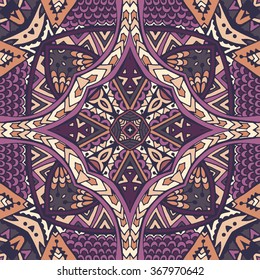 Vector Tribal indian vintage ethnic seamless design. Festive colorful mandala pattern