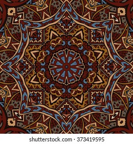 Vector Tribal indian vintage ethnic seamless design. Festive colorful mandala pattern