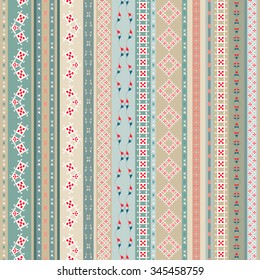 Vector Tribal Mexican ethnic seamless texture, pattern with stripes, geometrical triangles. Vintage boho art print ornament. Colorful repeating background. Cloth design, wallpaper, wrapping, business.