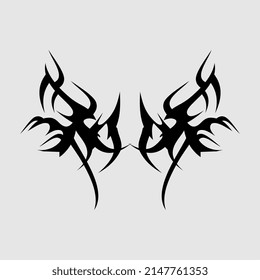 vector tribal monster hand art tattoo, unique rare good body decoration