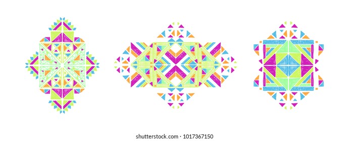 Vector Tribal ornament, aztec embroidery, ethnic collection, geometric pattern, african print,  mexican decoration 